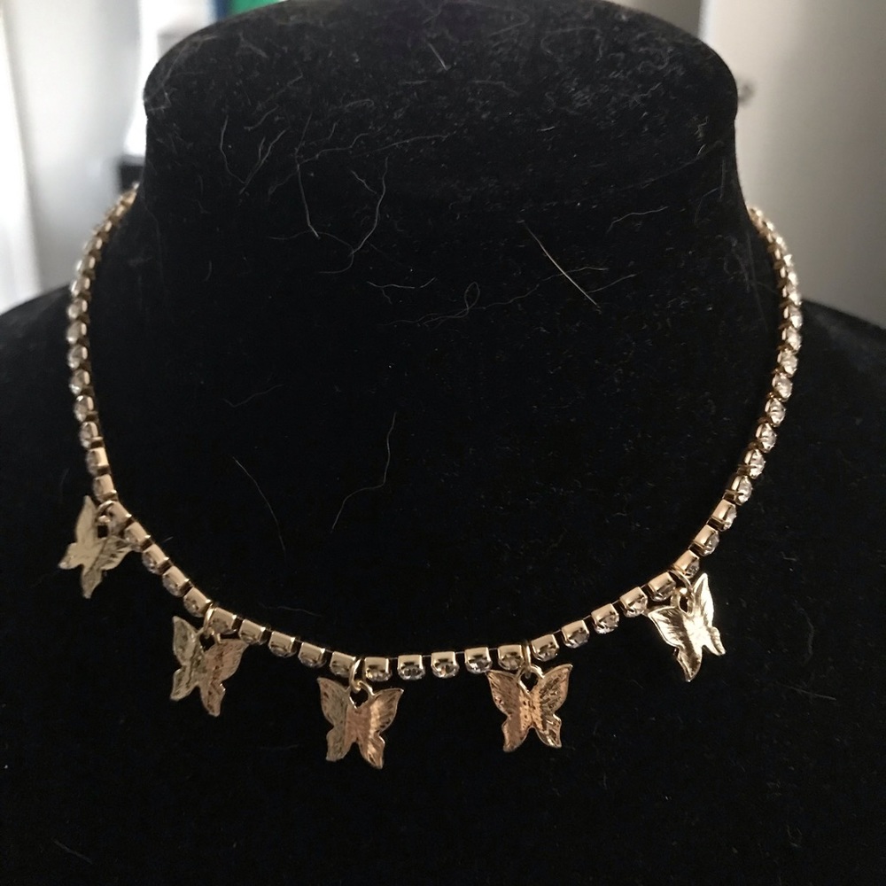 Bling Gold Butterfly Choker Necklace